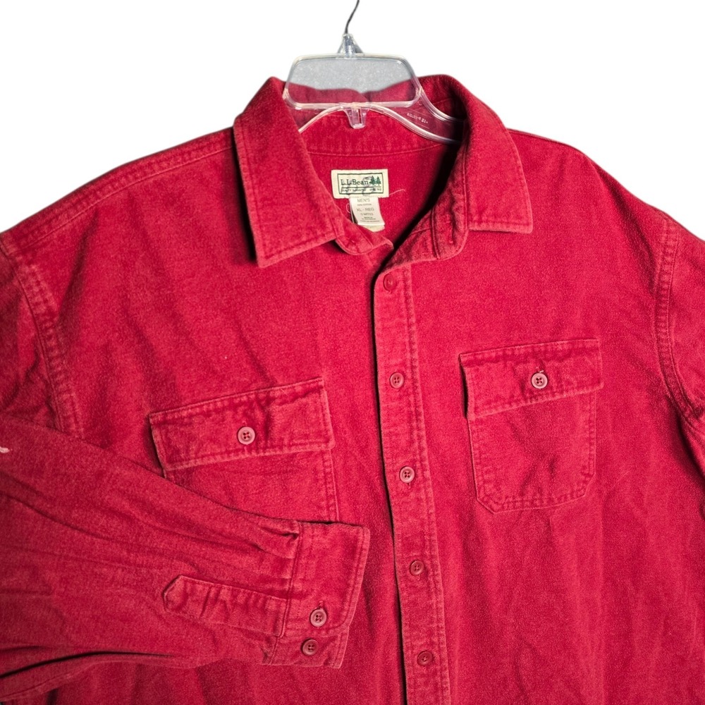 Vintage‎ LL Bean Shirt Mens XL Chamois Cloth Flannel Outdoors Red Button Up